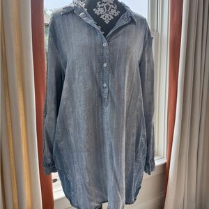 Blue Island Denim Patterned Shirt Dress